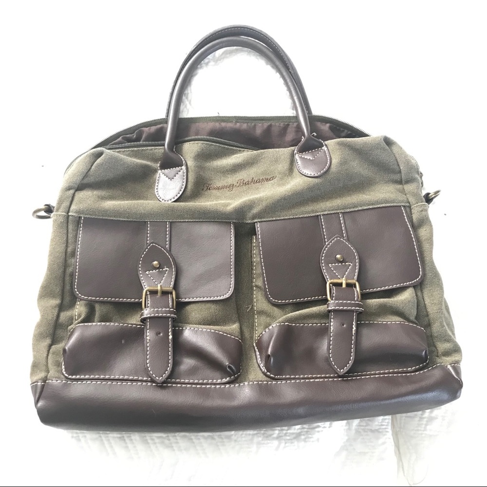 Tommy Bahama Laptop/Travel bag, canvas & leather